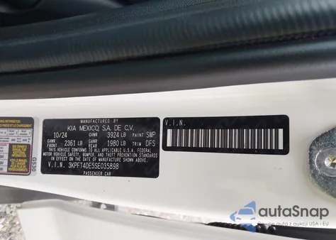 2025 Kia K4 Lx из США, поврежденный, VIN 3KPFT4DE5SE035898